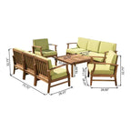 Set da conversazione da esterno Perla di Christopher Knight Home per 8 persone in legno di acacia con cuscini