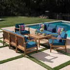Christopher Knight Home Perla Outdoor 8 Seater Acacia Wood Chat Set with Cushions