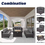 Ensemble de mobilier de terrasse ALAULM, 8 pièces, en rotin synthétique, ensemble de salon d’extérieur