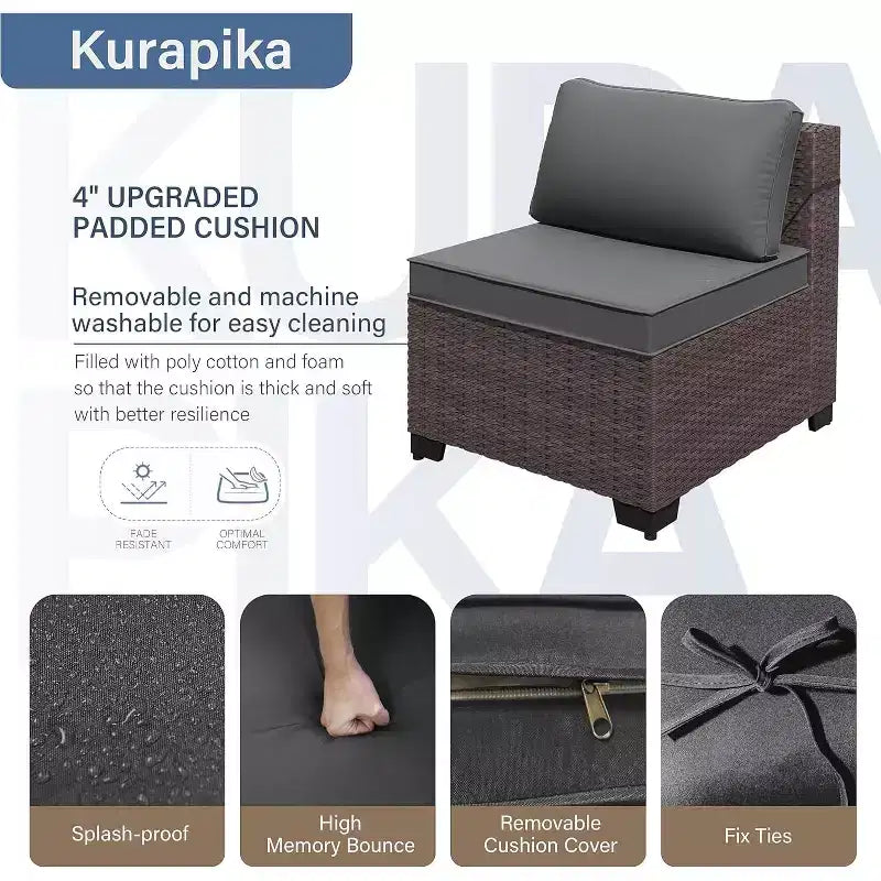 Ensemble de mobilier de terrasse ALAULM, 8 pièces, en rotin synthétique, ensemble de salon d’extérieur