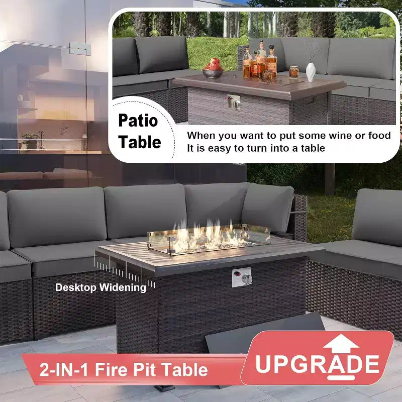 Ensemble de mobilier de terrasse ALAULM, 8 pièces, en rotin synthétique, ensemble de salon d’extérieur