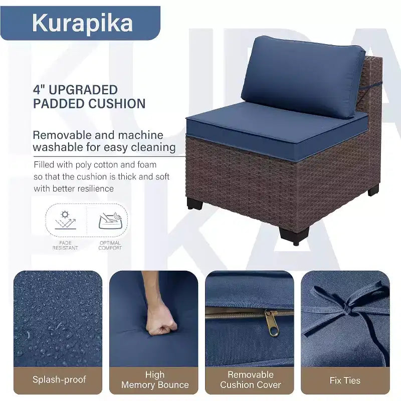 Ensemble de mobilier de terrasse ALAULM, 8 pièces, en rotin synthétique, ensemble de salon d’extérieur