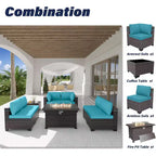 Ensemble de mobilier de terrasse ALAULM, 8 pièces, en rotin synthétique, ensemble de salon d’extérieur