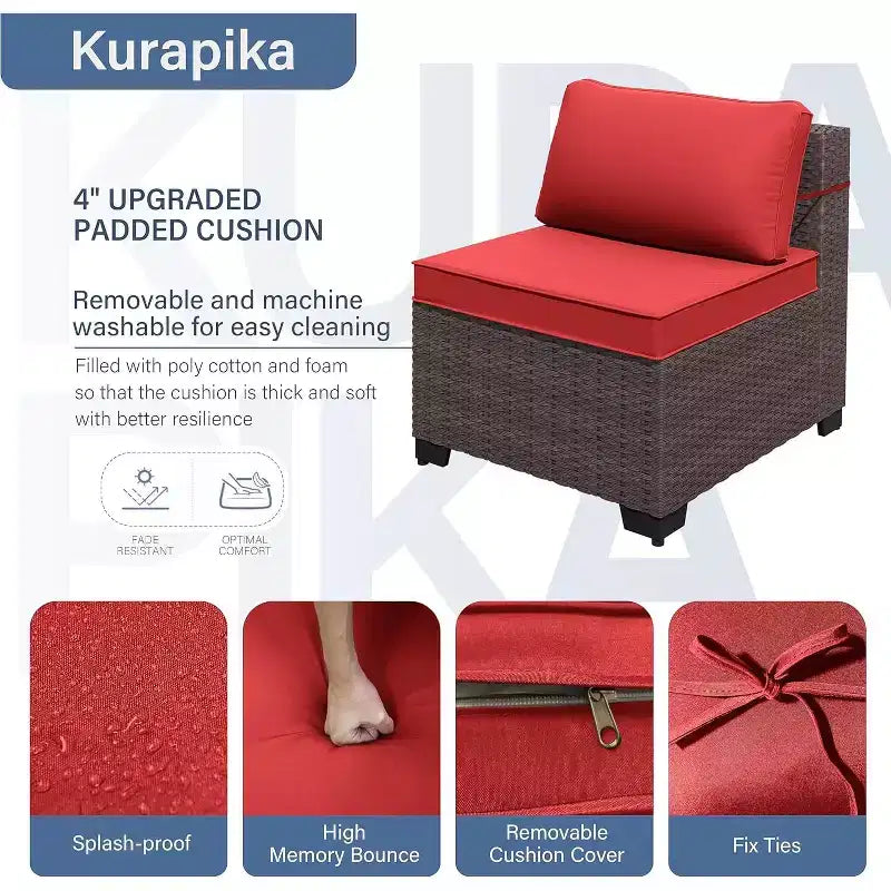 Ensemble de mobilier de terrasse ALAULM, 8 pièces, en rotin synthétique, ensemble de salon d’extérieur