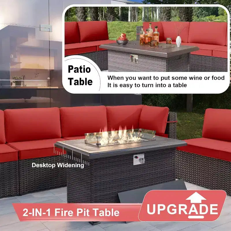 Ensemble de mobilier de terrasse ALAULM, 8 pièces, en rotin synthétique, ensemble de salon d’extérieur