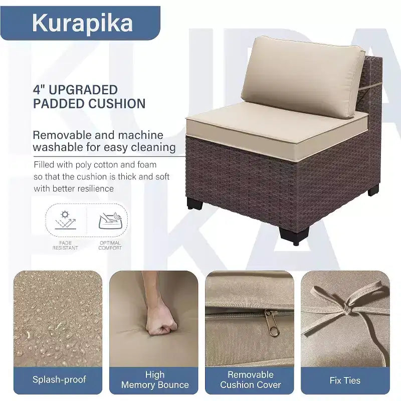 Ensemble de mobilier de terrasse ALAULM, 8 pièces, en rotin synthétique, ensemble de salon d’extérieur