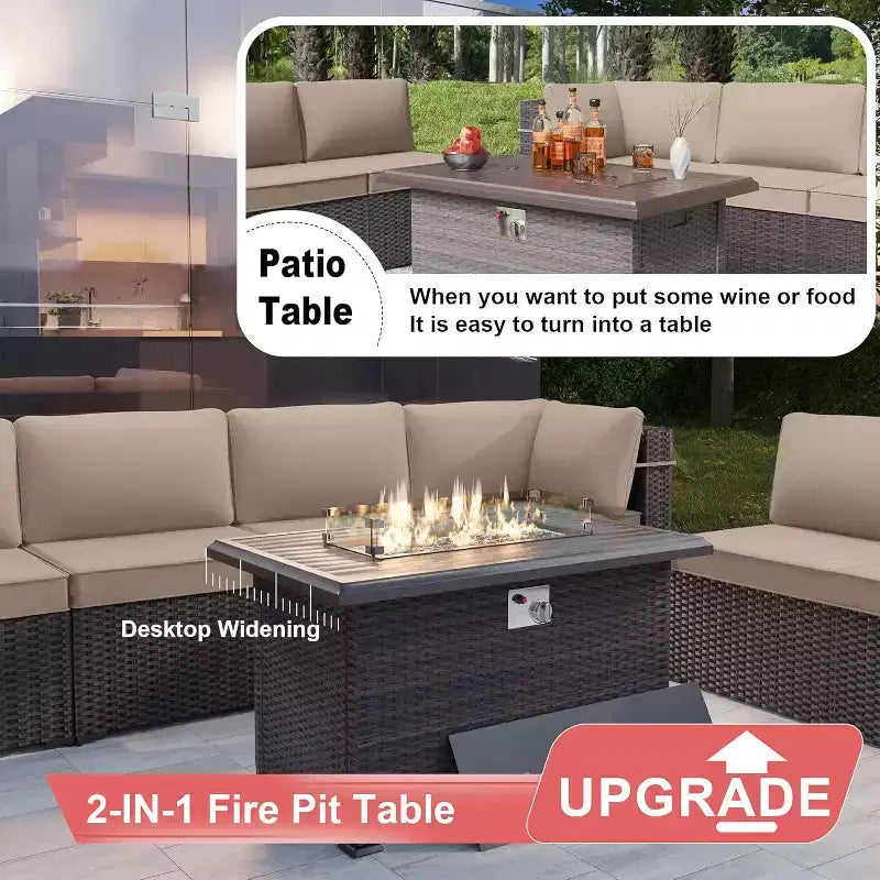 Ensemble de mobilier de terrasse ALAULM, 8 pièces, en rotin synthétique, ensemble de salon d’extérieur