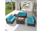 ALAULM 8 Pieces Patio Furniture Set, Rattan Wicker Outdoor Conversation Sets, Furniture Sofa Set