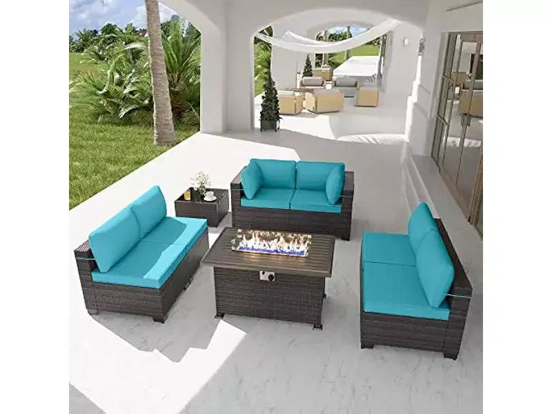 ALAULM 8 Pieces Patio Furniture Set, Rattan Wicker Outdoor Conversation Sets, Furniture Sofa Set