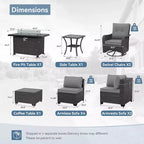 Ensemble de mobilier de patio ALAULM, 11 pièces, ensembles de conversation d’extérieur en osier de rotin avec table brasero au propane de 43 pouces