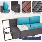 Ensemble de mobilier de patio ALAULM, 11 pièces, ensembles de conversation d’extérieur en osier de rotin avec table brasero au propane de 43 pouces