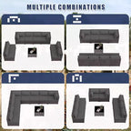 Ensemble de mobilier de patio ALAULM de 9 pièces, ensemble de conversation extérieur en osier de rotin, canapé de jardin extérieur