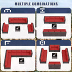 Ensemble de mobilier de patio ALAULM de 9 pièces, ensemble de conversation extérieur en osier de rotin, canapé de jardin extérieur