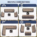 Ensemble de mobilier de patio ALAULM de 9 pièces, ensemble de conversation extérieur en osier de rotin, canapé de jardin extérieur