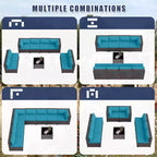 Ensemble de mobilier de patio ALAULM de 9 pièces, ensemble de conversation extérieur en osier de rotin, canapé de jardin extérieur