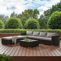 Christopher Knight Home Luther 7 Piece Patio Wicker Rattan and Aluminum Frame Sectional Conversation Set with Coffee Table and Cushions