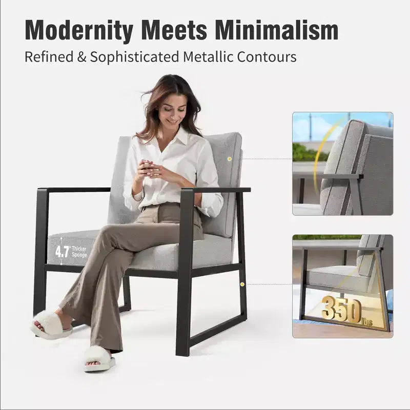 Captiva Designs modern kültéri kerti fémvázas beszélgető- és ülőgarnitúra dohányzóasztallal