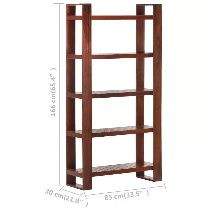 Honey Brown Solid Acacia Wood Book Cabinet with 5 Shelves