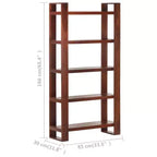 Honey Brown Solid Acacia Wood Book Cabinet with 5 Shelves