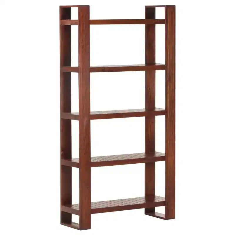 Honey Brown Solid Acacia Wood Book Cabinet with 5 Shelves