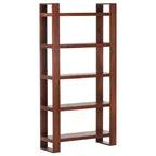 Honey Brown Solid Acacia Wood Book Cabinet with 5 Shelves