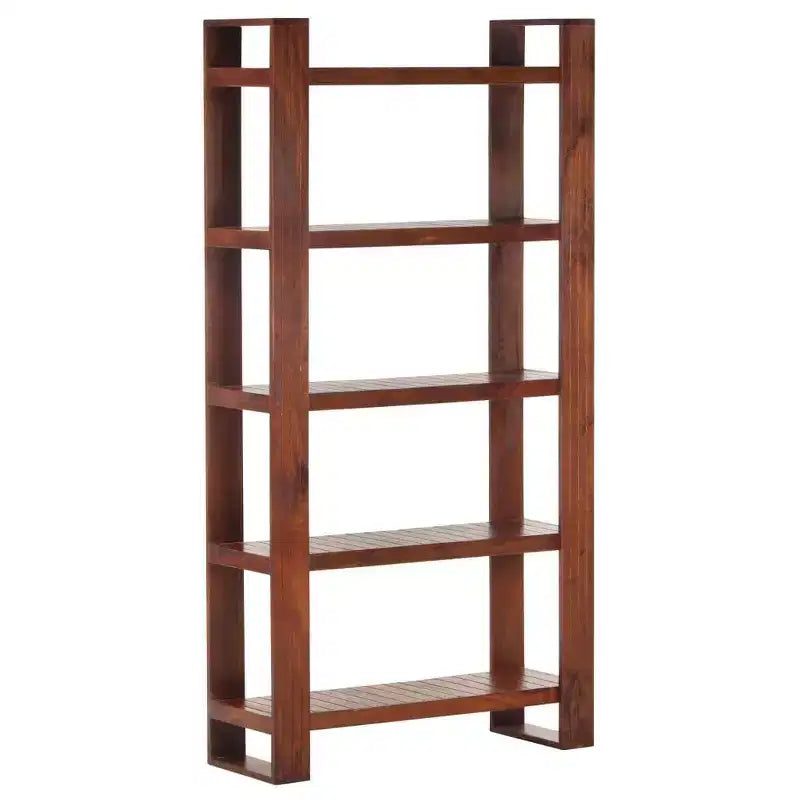 Honey Brown Solid Acacia Wood Book Cabinet with 5 Shelves