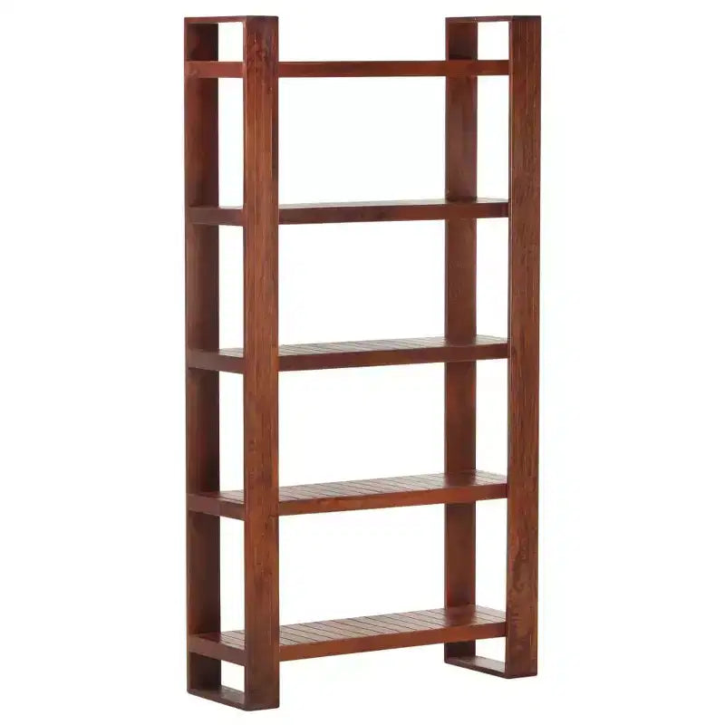 Honey Brown Solid Acacia Wood Book Cabinet with 5 Shelves