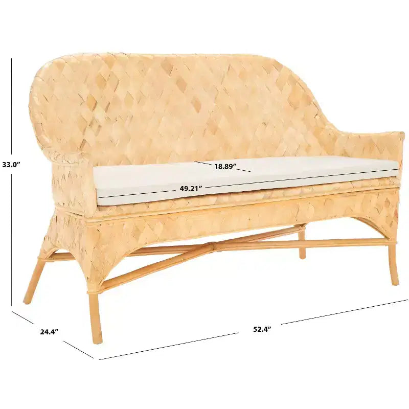 Woven Sofa Bench with Cushion - Natural & White