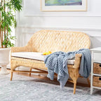 Woven Sofa Bench with Cushion - Natural & White