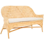 Woven Sofa Bench with Cushion - Natural & White