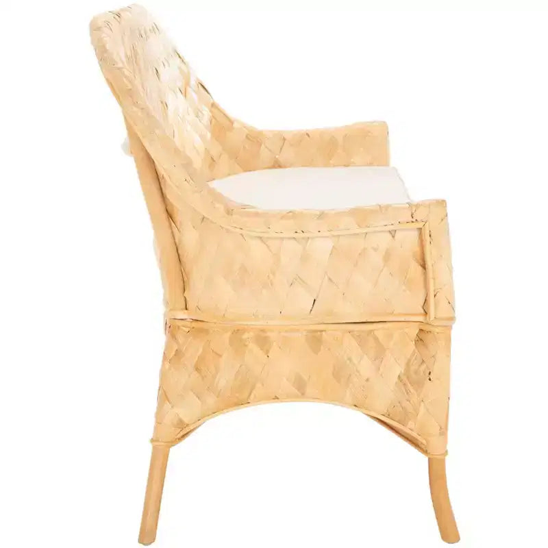 Woven Sofa Bench with Cushion - Natural & White