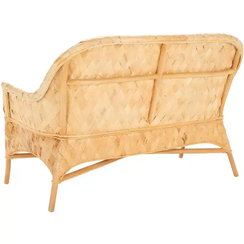 Woven Sofa Bench with Cushion - Natural & White