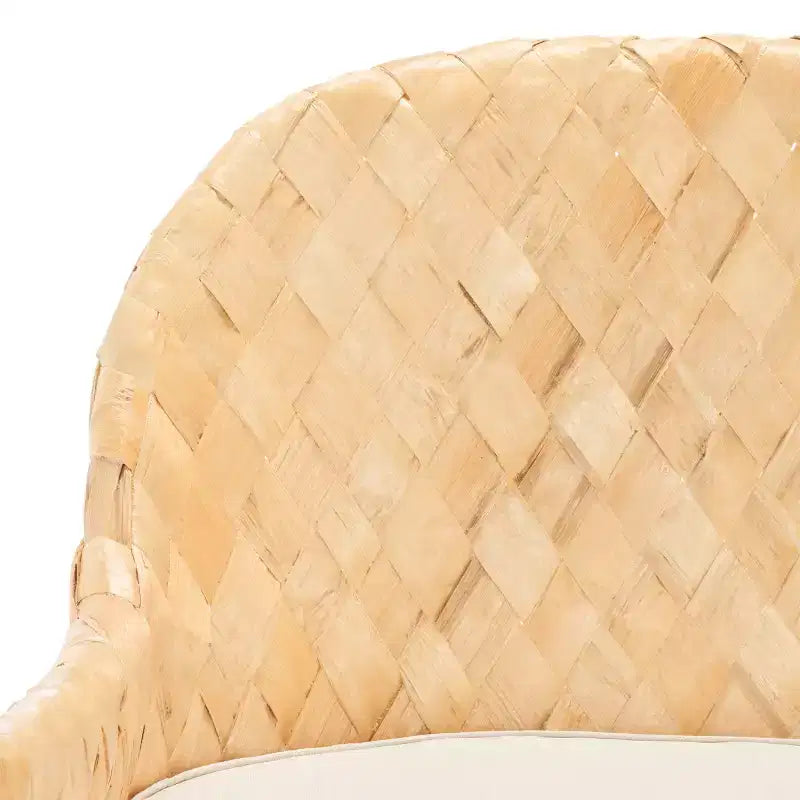 Woven Sofa Bench with Cushion - Natural & White