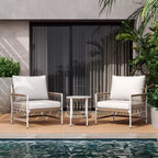 Christopher Knight Home Delphine Bohemian 3 Piece Patio Handwoven Rope Seating Set with Glass Top Side Table