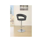 Adjustable Height Bar Stool, Grey Faux Leather Seat with Chrome Base