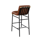 Cognac Vegan Leather Bar Stool with Mid Back