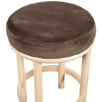 Brown Velvet Counter Stool with Wood Legs