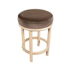 Brown Velvet Counter Stool with Wood Legs