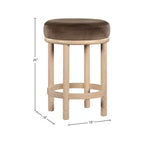 Brown Velvet Counter Stool with Wood Legs