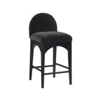 Meridian Furniture,Waldorf Black Chenille Fabric Stool