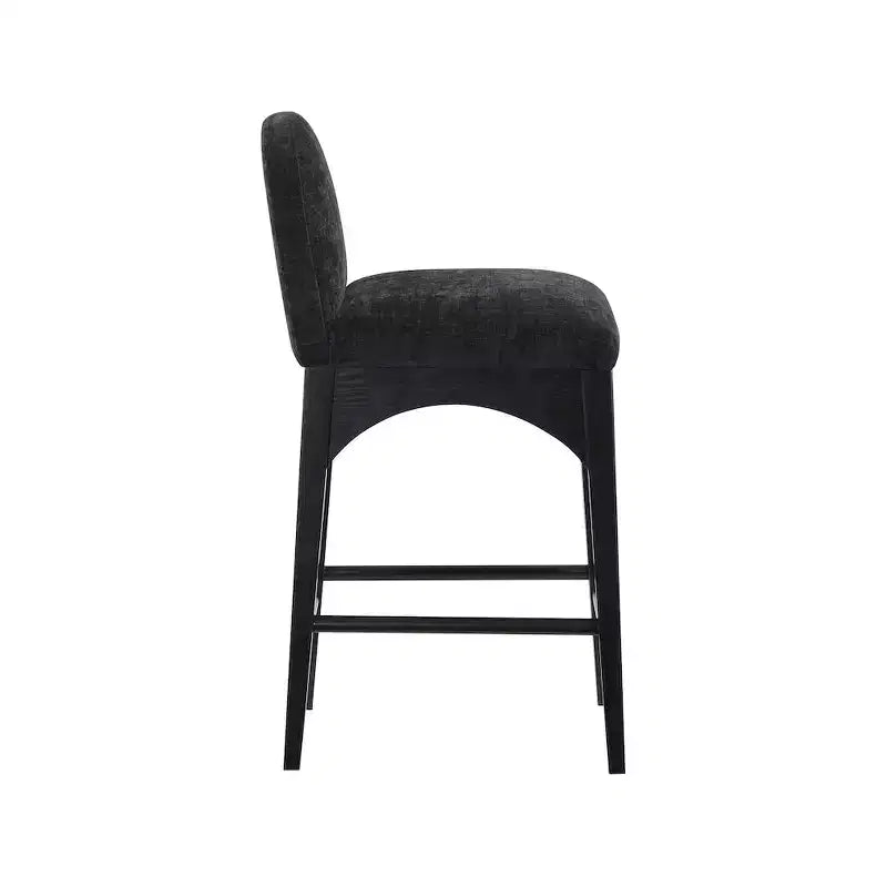 Waldorf Black Chenille Fabric Counter Stool
