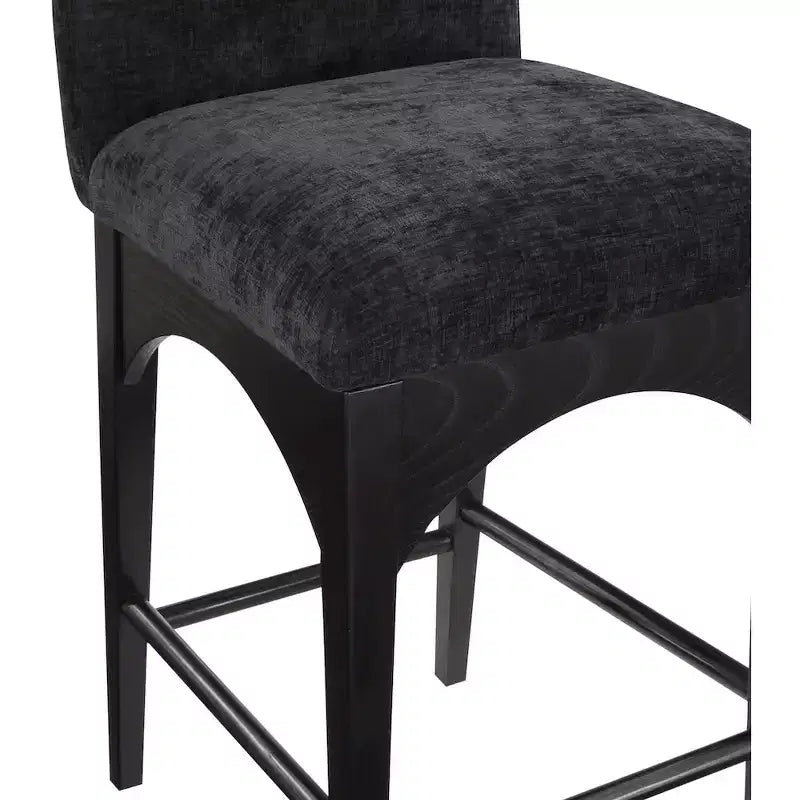 Waldorf Black Chenille Fabric Counter Stool