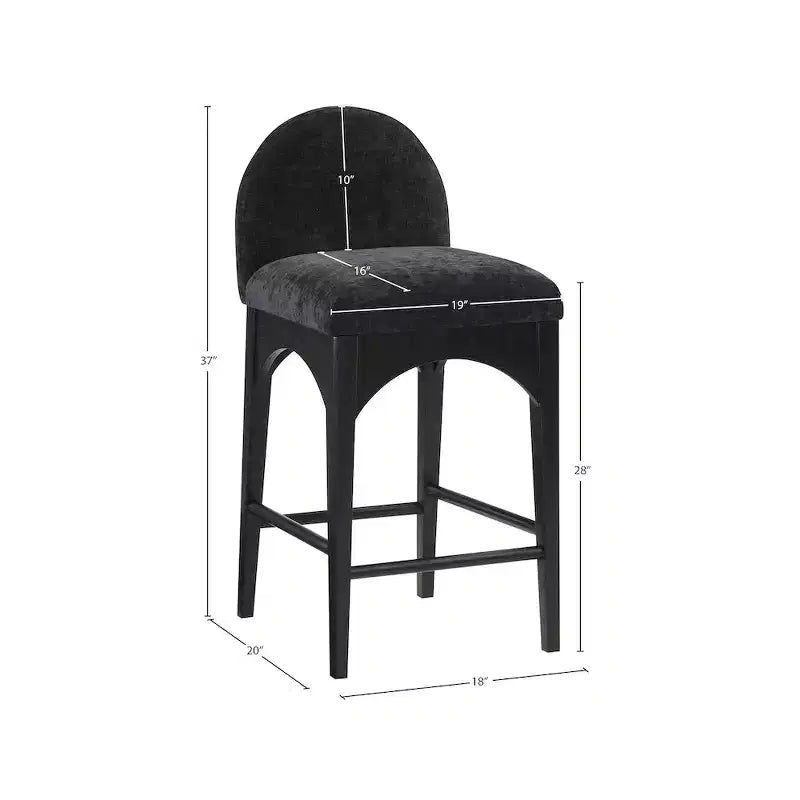 Waldorf Black Chenille Fabric Counter Stool