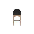 Black Boucle Fabric Counter Stool with Ash Wood Frame