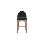 Black Boucle Fabric Counter Stool with Ash Wood Frame