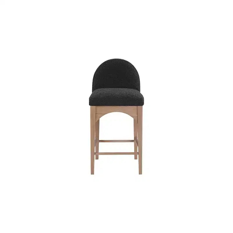 Black Boucle Fabric Counter Stool with Ash Wood Frame