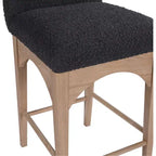 Black Boucle Fabric Counter Stool with Ash Wood Frame
