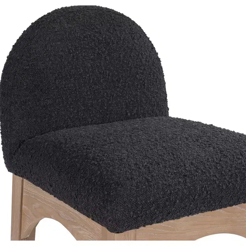 Black Boucle Fabric Counter Stool with Ash Wood Frame