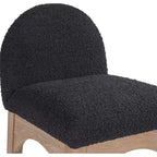 Black Boucle Fabric Counter Stool with Ash Wood Frame