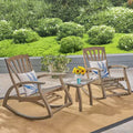 Christopher Knight Home Sunview Outdoor Acacia Wood 3 Piece Recliner Rocking Chair Chat Set